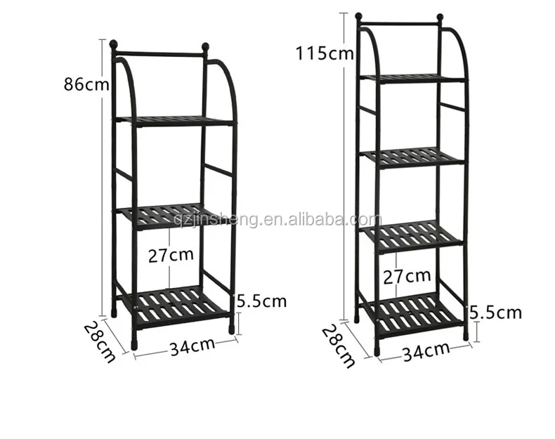 

4 Tier Plant Flower Shelf Standing Bathroom Metal Storage Rack Shelf, White,black