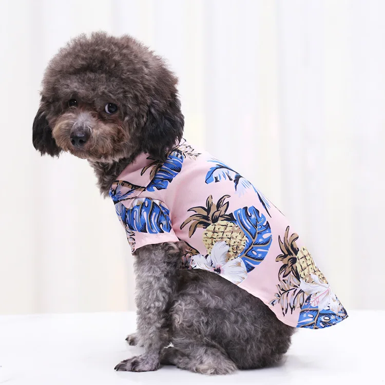 

Spring And Summer New Pet Pineapple Fruit Hawaiian Shirt Printed Pet Cat Dog Clothes Small Medium-Sized T-Shirt, Multi color