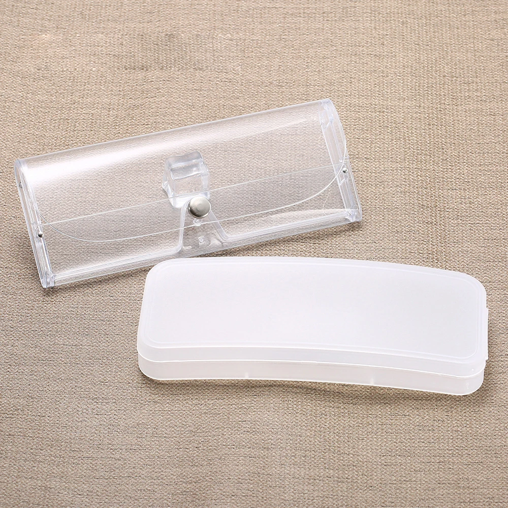 

2021 wholesale fashion polarized transparent button sunglasses case simple portable frosted clip PVC packaging eyeglasses box, 2 colors
