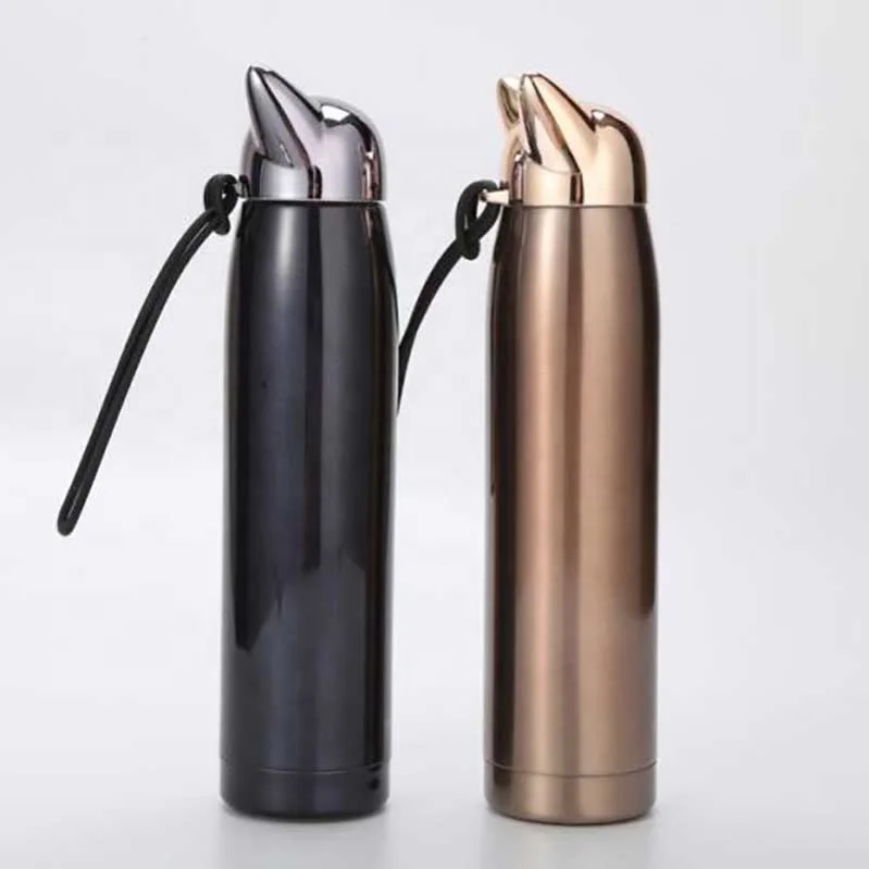 

Mikenda thermos vacuum flasks custom stainless steel water bottles with the fox pattern, Champagne, diamond blue