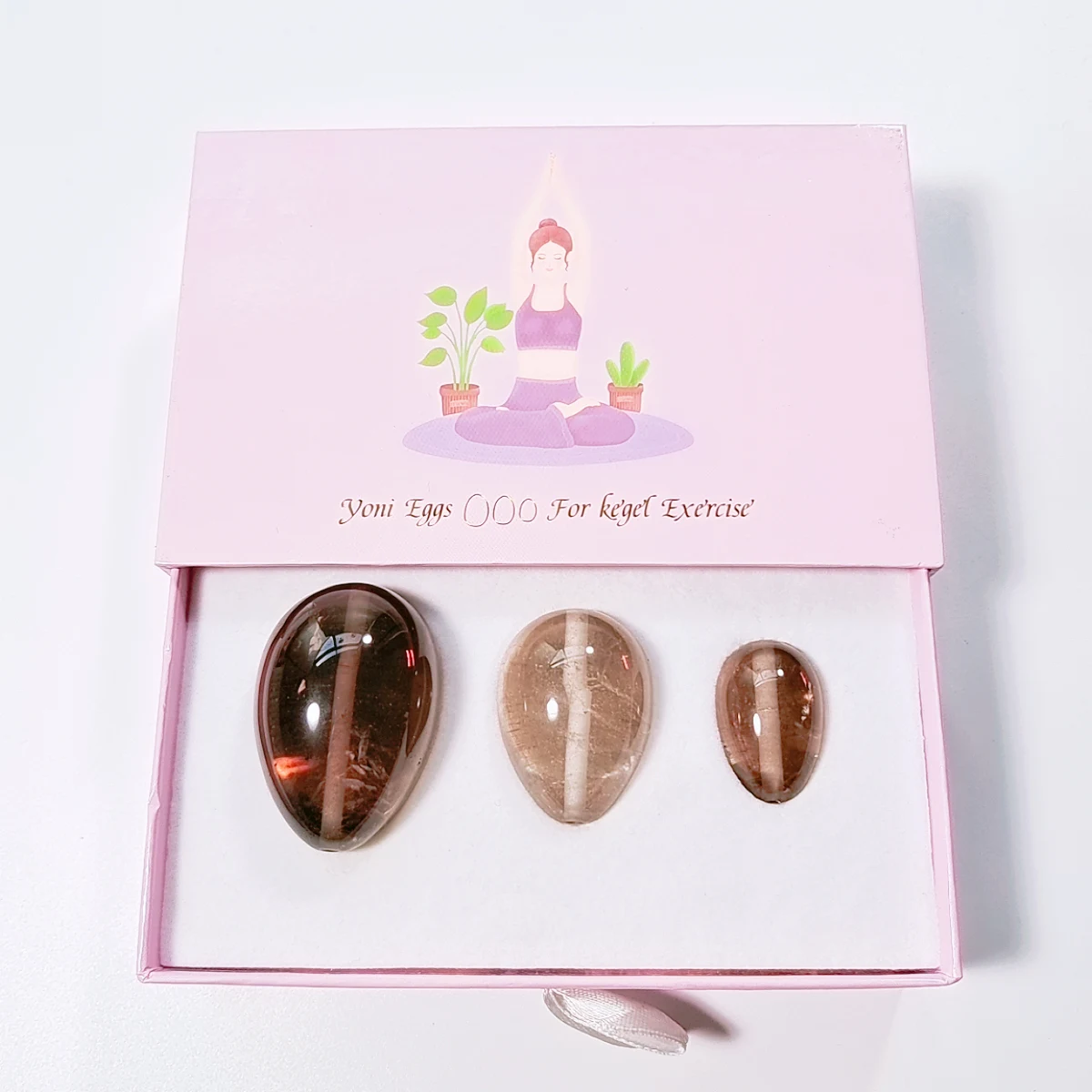 

Home Use Natural Smoky Quartz Kegel Certified Yoni Eggs Set Massage Box for healing healthcare