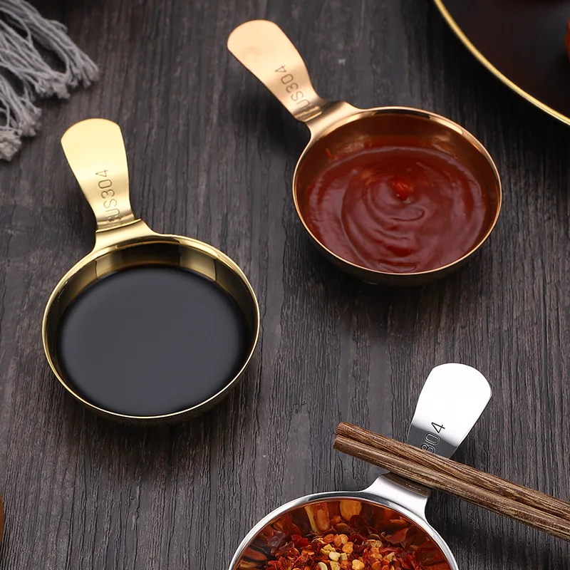 

304 stainless steel dipping plate BBQ seasoning sauce dish tableware set soy sauce small bowl kitchen gadgets