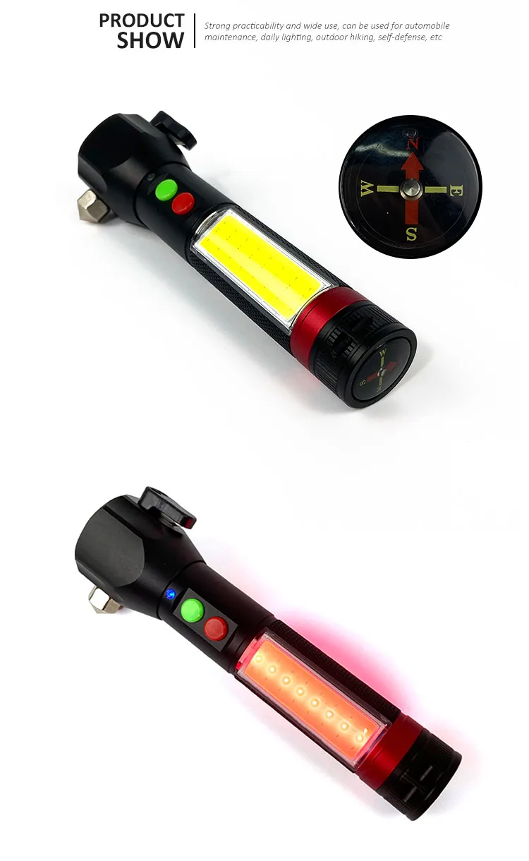 Auto Emergency Flashlight Aluminum Car Escape Tool Flashlight With