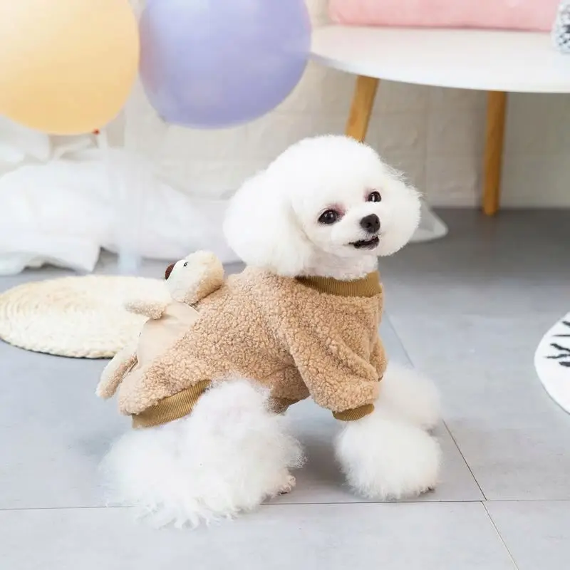 

Cute Pet Bear Pocket Wool Sweater Winter Dog Clothes Warm Dog Clothes, Blue , pink,brown