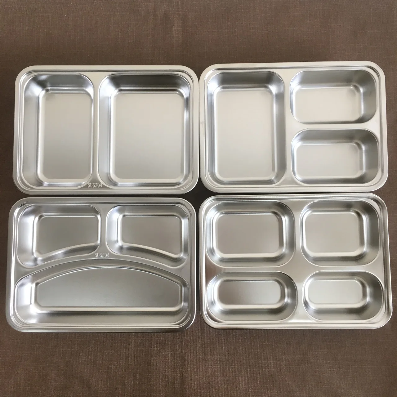 

Wholesale 2/3/4 compartments military stainless steel dinner mess tray/canteen food plate won't rust, Silver