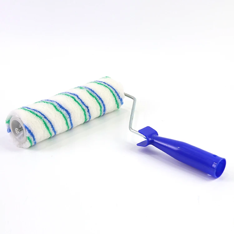 

Soft Professional 8 inch blue green stripes Cheap Custom Paint Roller Brush plastic Handle Tool