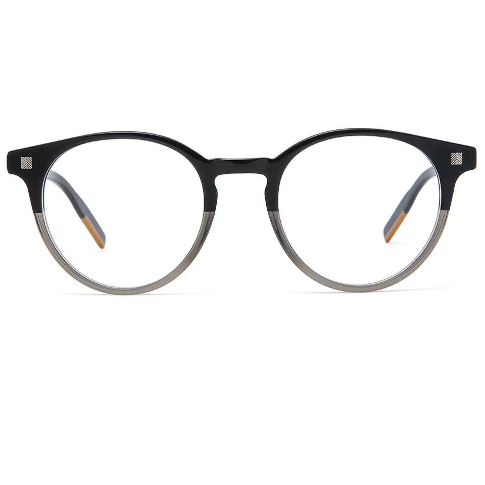 

Round Two color Acetate eyeglasses frame fancy temple new design unisex optical frame, 5 colors