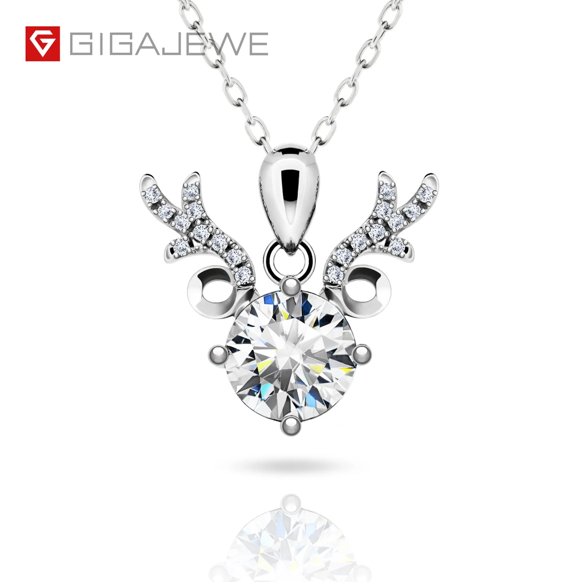 

GIGAJEWE Personalized Mom Gift 1.0ct  Round Cut Moissanite 18K White Gold Plated 925 Silver Diamond mom pendant necklace, White ef color