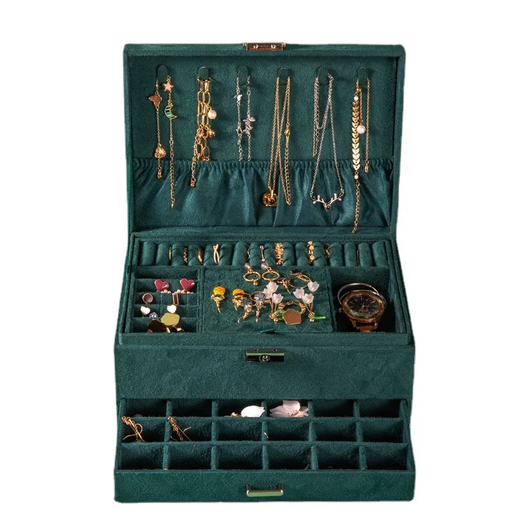 

Single layer, double layer and three-layer dustproof jewelry box large storage jewelry box custom