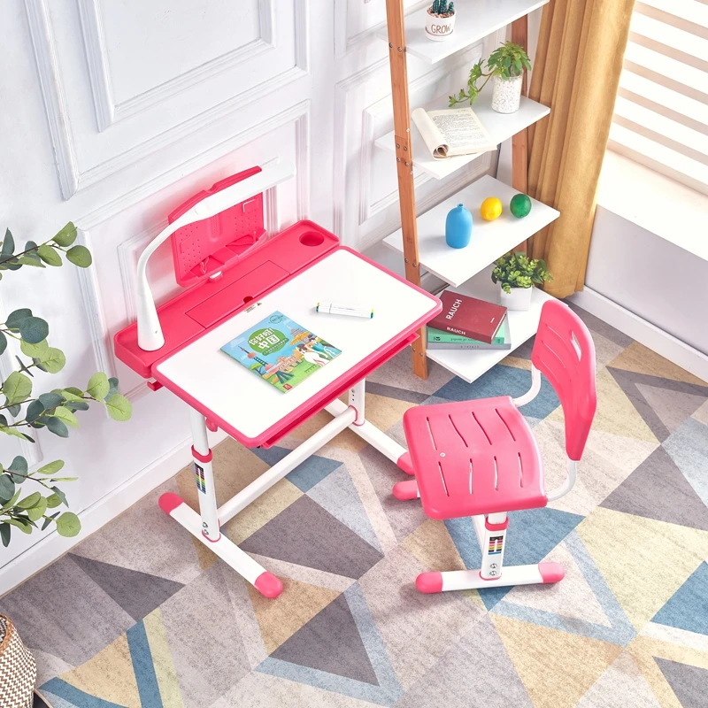 
Student Chair And Desk With Liquid Crystal Lamp Student Chair And Desk Modern School Desks kid study table set 