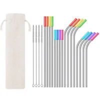 

Svin 16 Pcs Food Grade Reusable Drinking Straws Metal Stainless Steel Straw Set