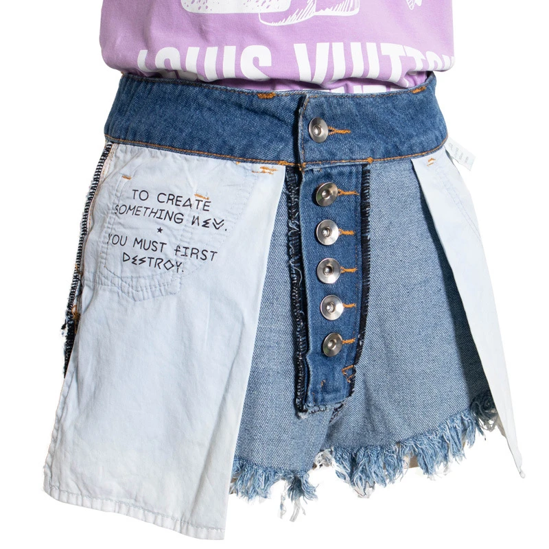 

2021 Summer Korean Y2K High Waist Jean Shorts Women Loose Wild Short Hot Pants Reversed Denim Shorts, Blue or customized