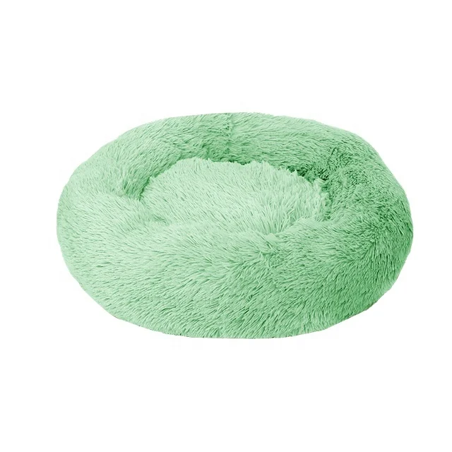 

Wholesale soft cat cushion luxury long plush faux fur comfortable pet cushion round cat dog bed, Picture