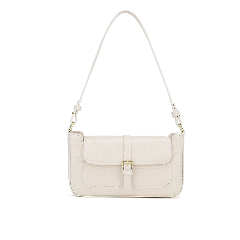 

Retro simple shoulder messenger bag 2021 stone pattern women's underarm bag baguette bag women's handbag, White, purple, black, brown