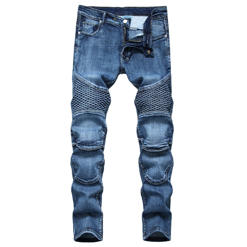 

2021 Wholesale Riding knee protectors Jeans Nostalgic motorcycle jeans slim fitting men's pants
