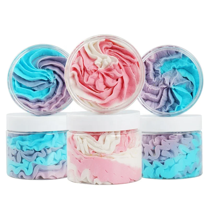 

Wholesale Korean Private Label Kids Foaming Body Scrub Bath Base Colorful Whipped Soap, Customized color