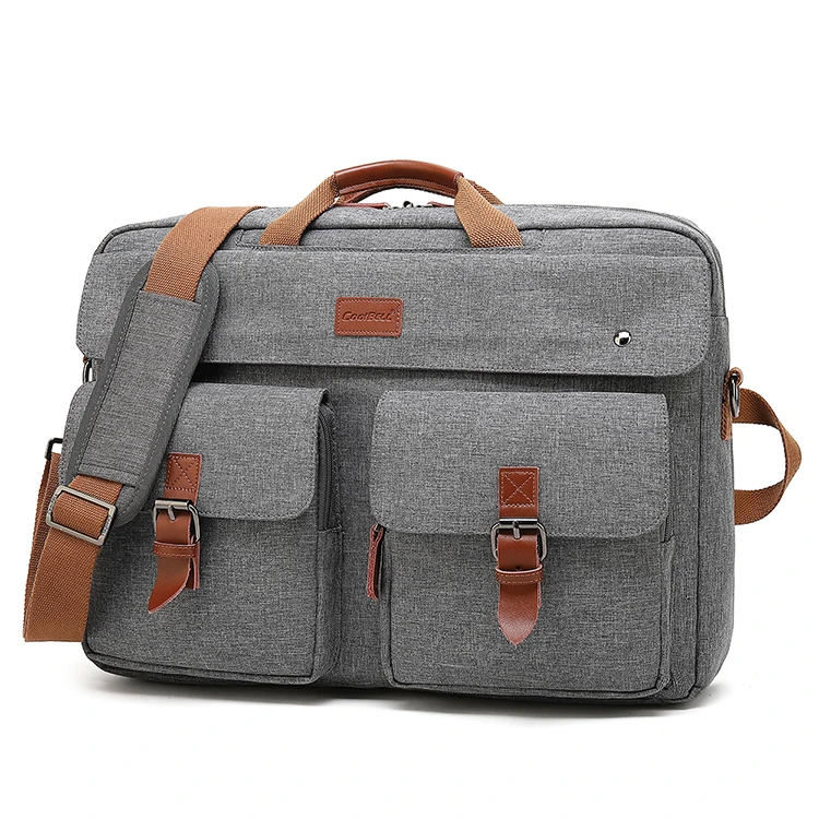 

Custom 2021 Factory 17 Inches Soft Convertible Men Handle Vintage Messenger Canvas Bag Laptop Briefcase