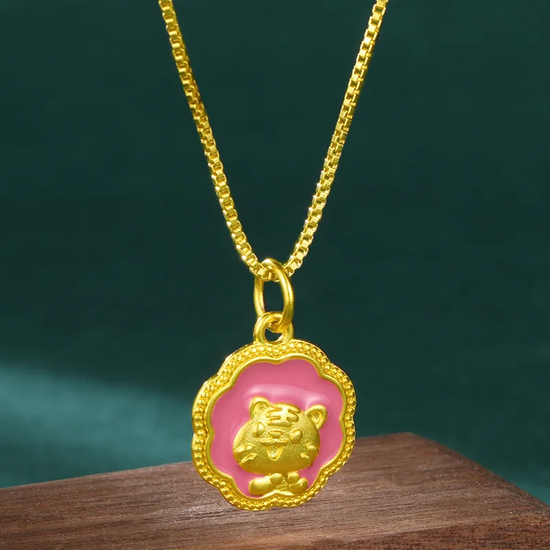 Zodiac Tiger Sand Gold Pendant