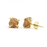 

Popular gold plated druzy quartz prong setting stud earrings