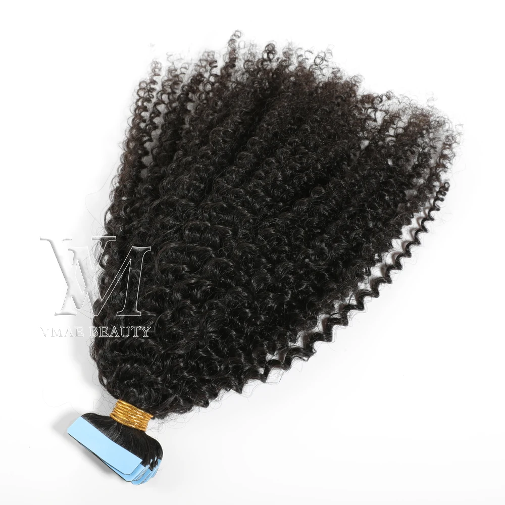 

Cuticle Aligned Cambodian 100g Natural Color 3A 3B 3C 4A 4B 4C Afro Kinky curly PreBonded Tabs Tape in Human Hair Extensions