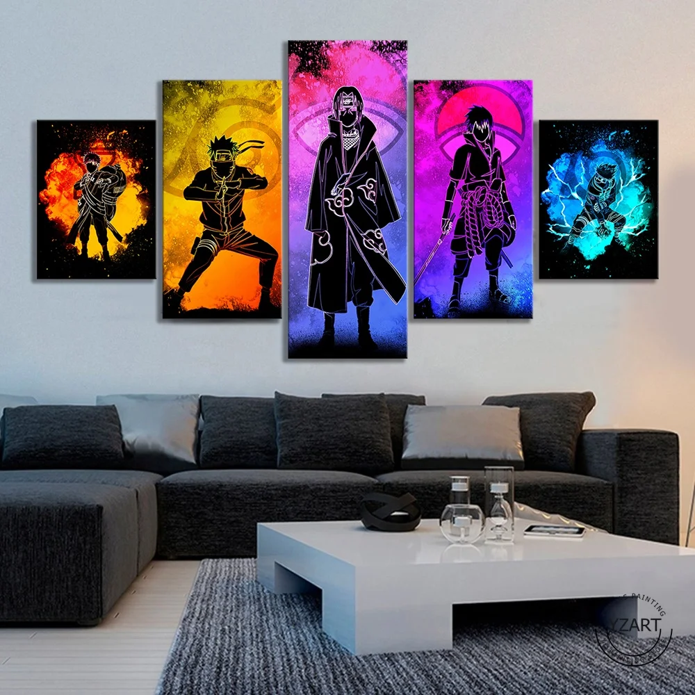 

5pcs HD Soul of Naruto Characters Picture Abstract Wall Art Canvas Paintings Wall Picture for Living Room Decor Anime Poster, Multiple colours