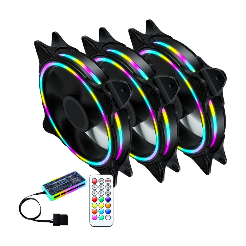 

120x120x25mm RGB Gaming PC Computer Fan LED 6Pin 120mm CPU RGB Cooler Fan, Multi-color