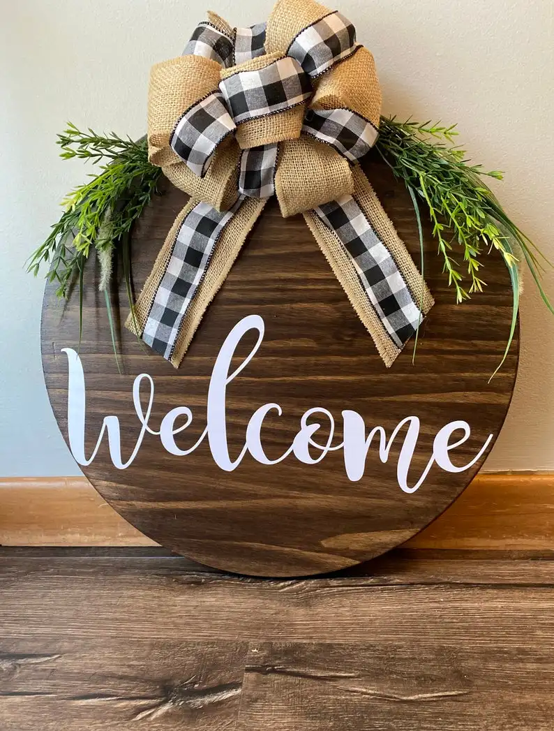 Welcome Wreaths Front Door Welcome Sign For Farmhouse Rustic Wooden