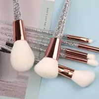 

New Design Professional 7 pcs Silver Glitter Shape Acrylic Handle White Nylon Hair Pinsel Eyeshadow Powder Makeup Brush Set