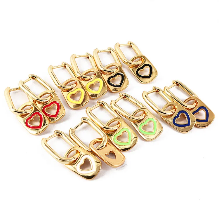 

EM1149 Chic Fashion Colorful Nose pig Huggies Rainbow Enamel Gold Plated Soda Pop Can Tabs Caps Huggie Earrings