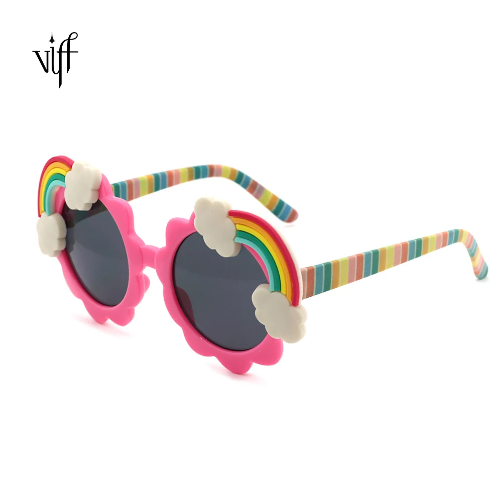 

VIFF HPK18042 young children trendy outdoor uv400 glasses candy colors shades baby girls round rainbow sunglasses, Multi and oem