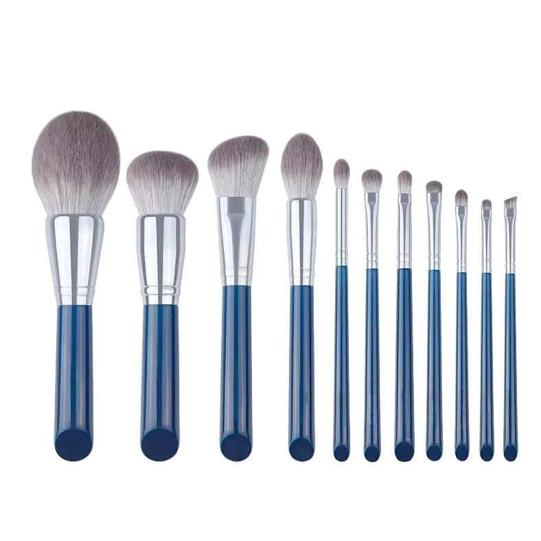 

11Pcs Super Soft Fiber High Quality Face&Eye Synthetic Hair Sky Blue Brush Set Makeup 2021, Customized color