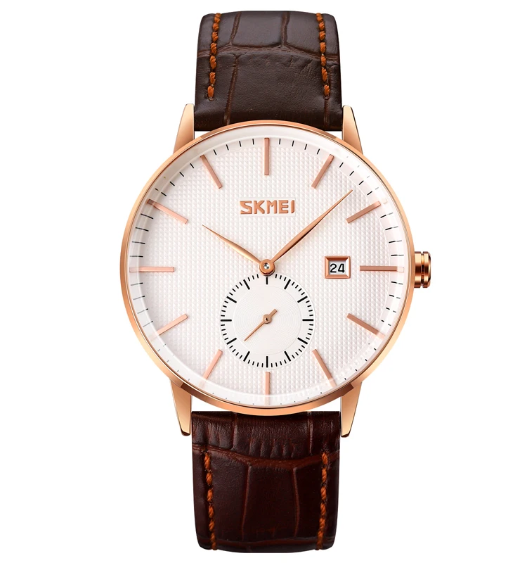 

SKMEI 9273 Custom Logo Business Style Leather Strap Time Date Mens Quartz Watches Wrist Men