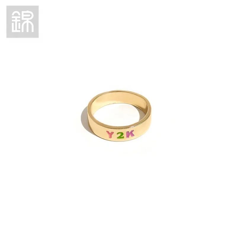 

JY-Mall 2110F00476 Jewelry Ring Alloy Material Y2K Color logo Simple Fancy Finger Ring, Picture shows