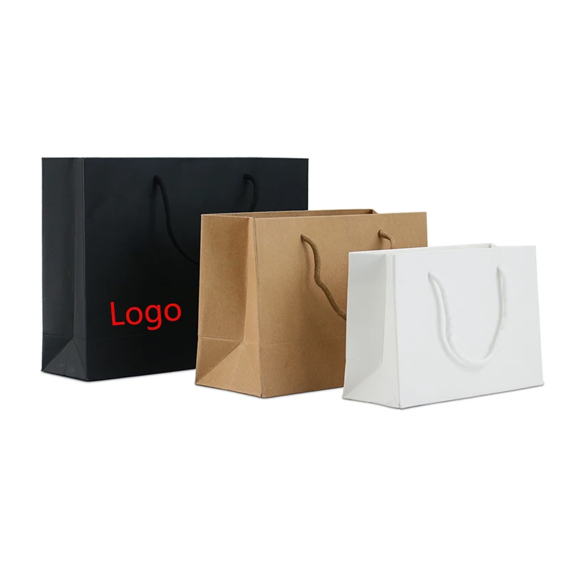 

Wholesale Custom Printed Logo White Brown Kraft Gift Craft Paper Shopping Bag
