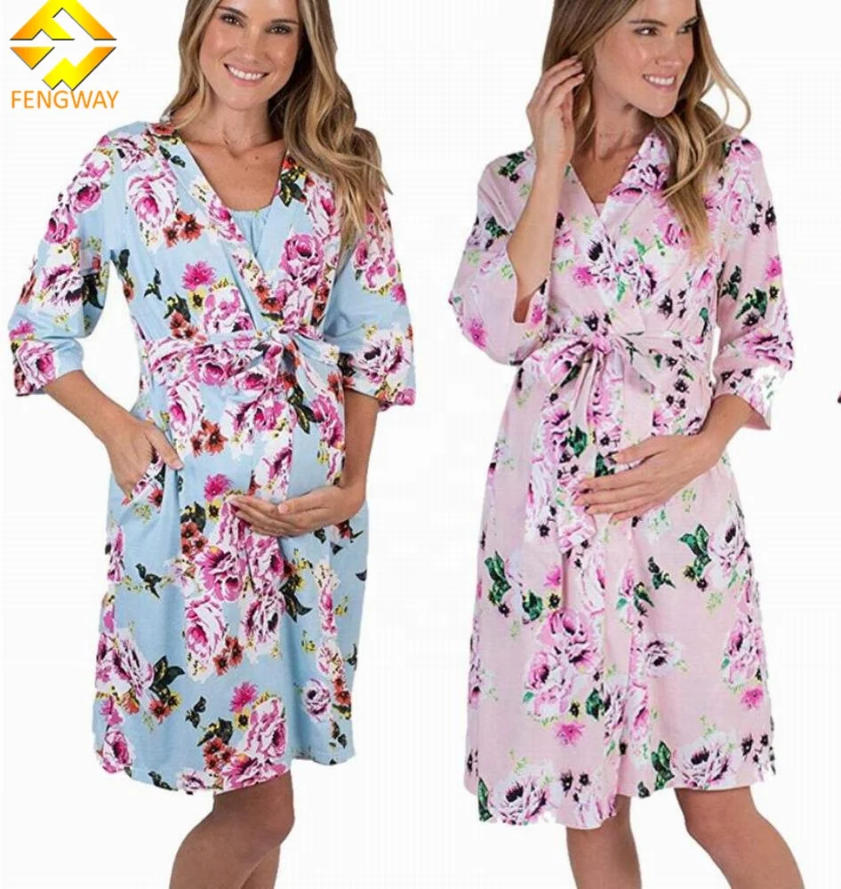 

blue floral mommy sleep robe with matched Baby Toddler Soft Sleep Blanket Infant Wrap