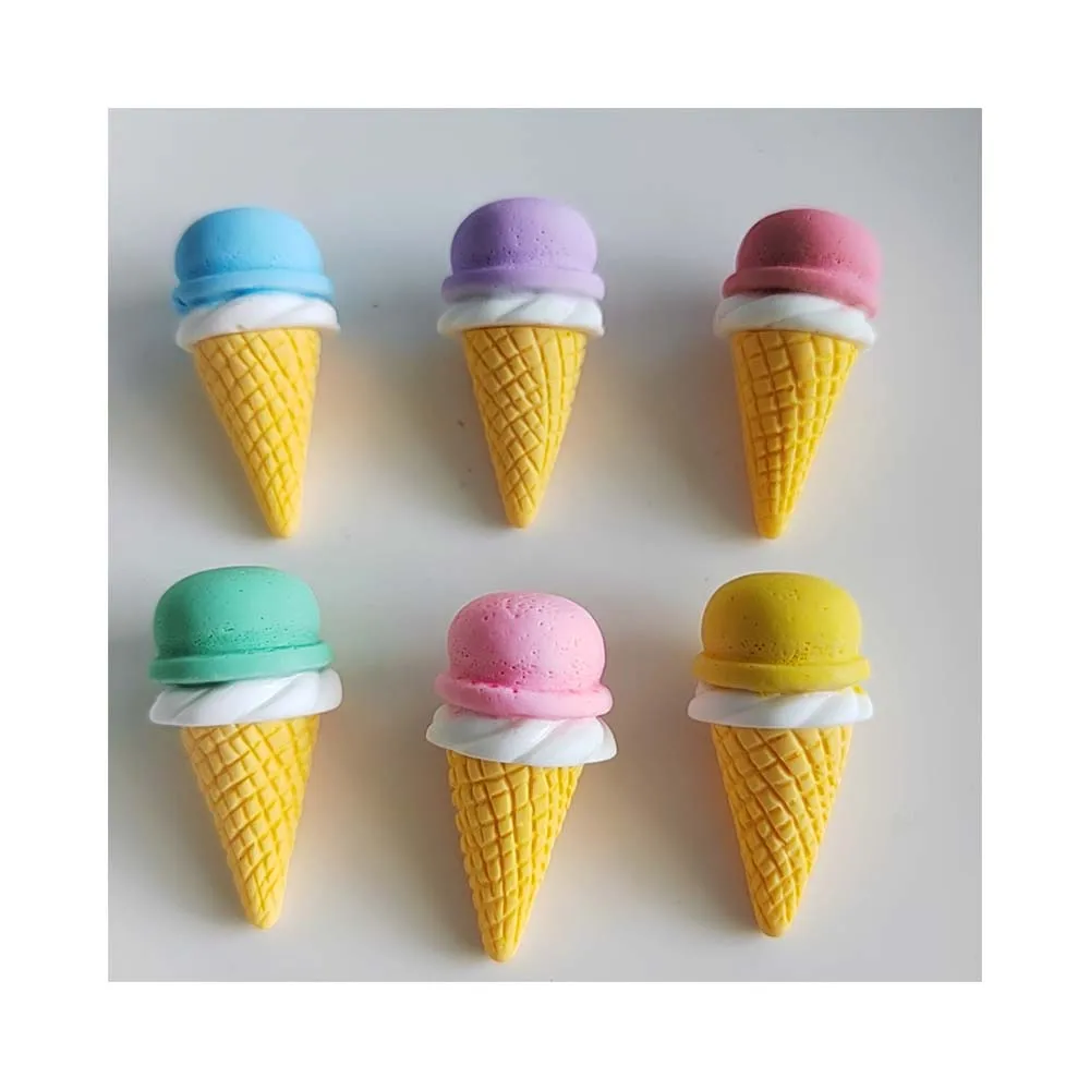 Resin Mini Kawaii Colorful Ice Cream Flat Back Cabochon DIY Wedding Scrapbook Decor Home Figurine Crafts