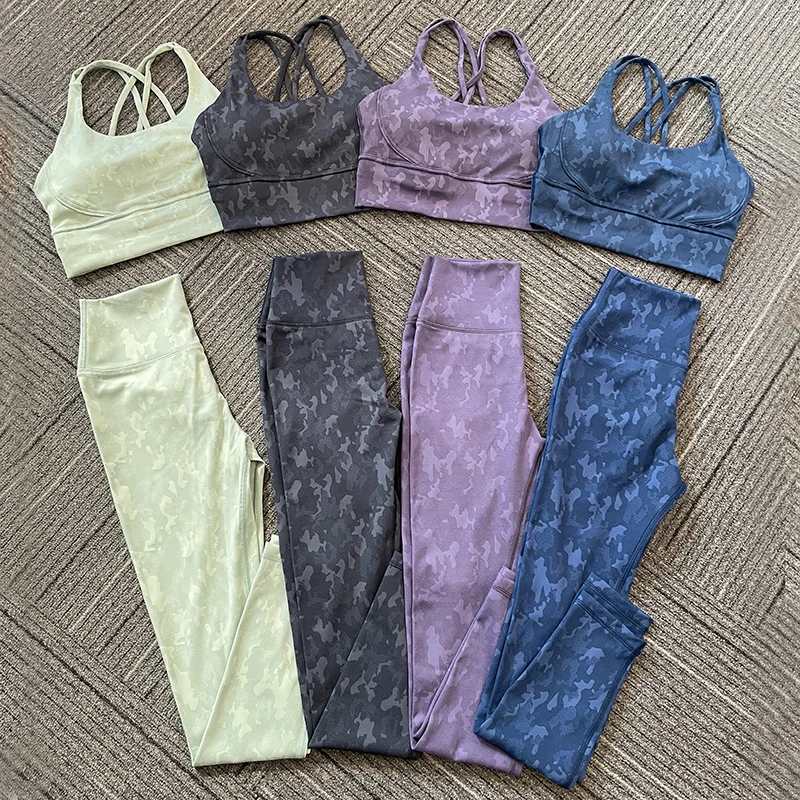 

Women Sportswear Gym Clothing Fitness Workout Yoga Set Camoflage Sports Suits