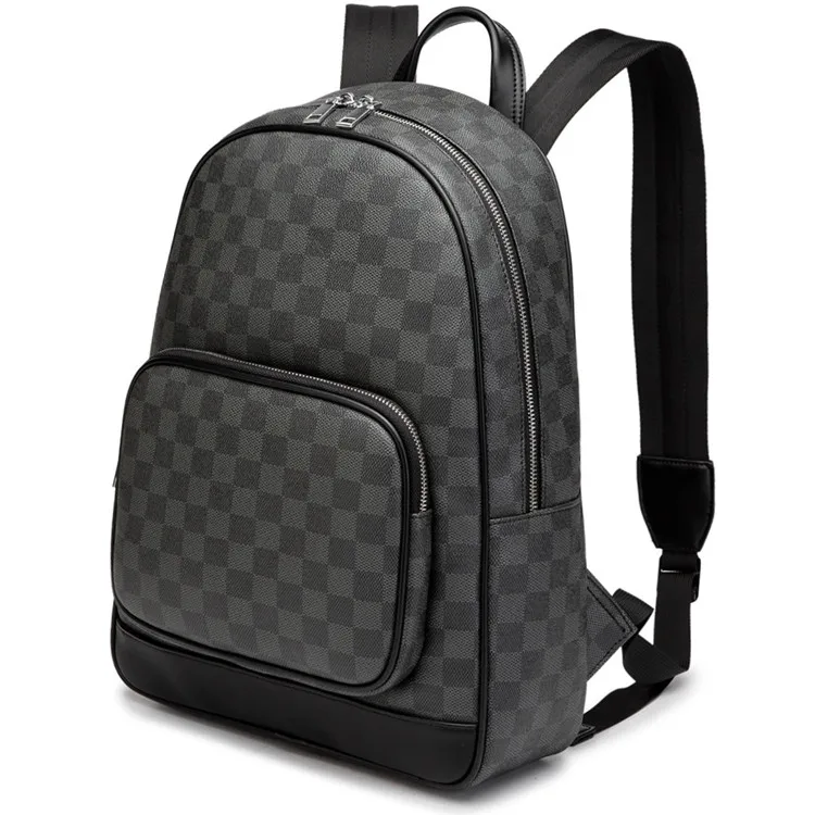 

China manufacturing designer large capacity men's backpack checkerboard check universal cheap backpack