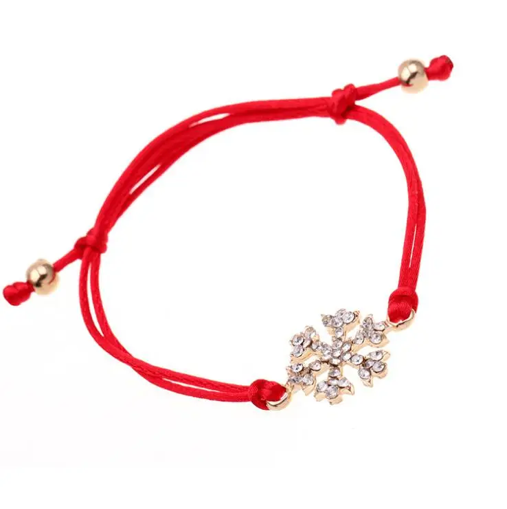

Merry Christmas Lucky Snowflake Charm Bracelet for Women Men Kids Lovers Gift Card Simple Red String Wish Bracelets Jewelry, Colorful