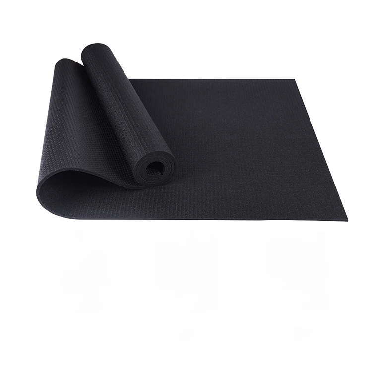 

pvc yoga mat black mat PRO 6mm non-slip high-density wear-resistant fitness mat bag, Black, customized