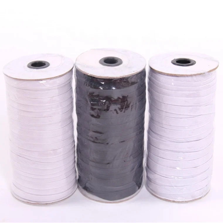 

Factory supply high quality home textile 5mm 100yard widely used sewing high tenacity mix colors elastic roll, White,black,accept customized
