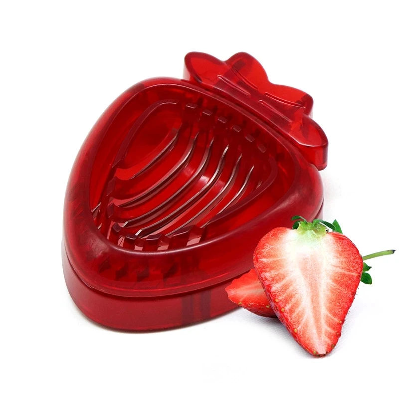 

CL612 Kitchen Fruit Gadget Tools Strawberry Slicer Cutter Stainless Steel Strawberry Stem Remover, Red