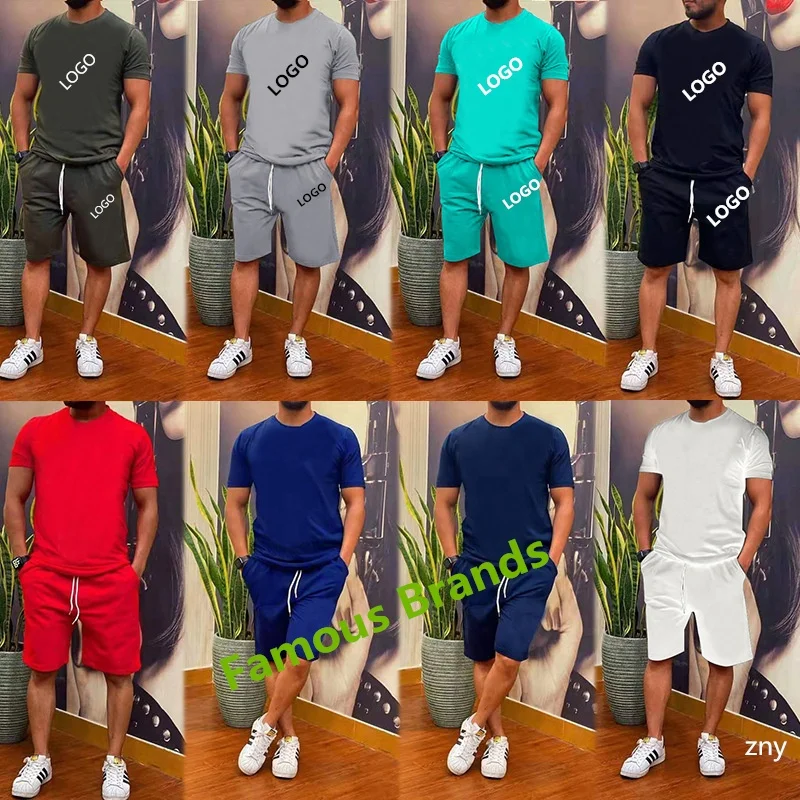 

Brand Logo custom T-shirts for Men Summer Men Short Sleeve Shorts Sets Plus Size Tracksuit Sportswear jogger men's Two Piece Set