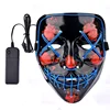 Hot Sale Halloween Party Scary Carnival Rave Masquerade Light up Luminous EL Neon Full Face Purge Masks LED Mask