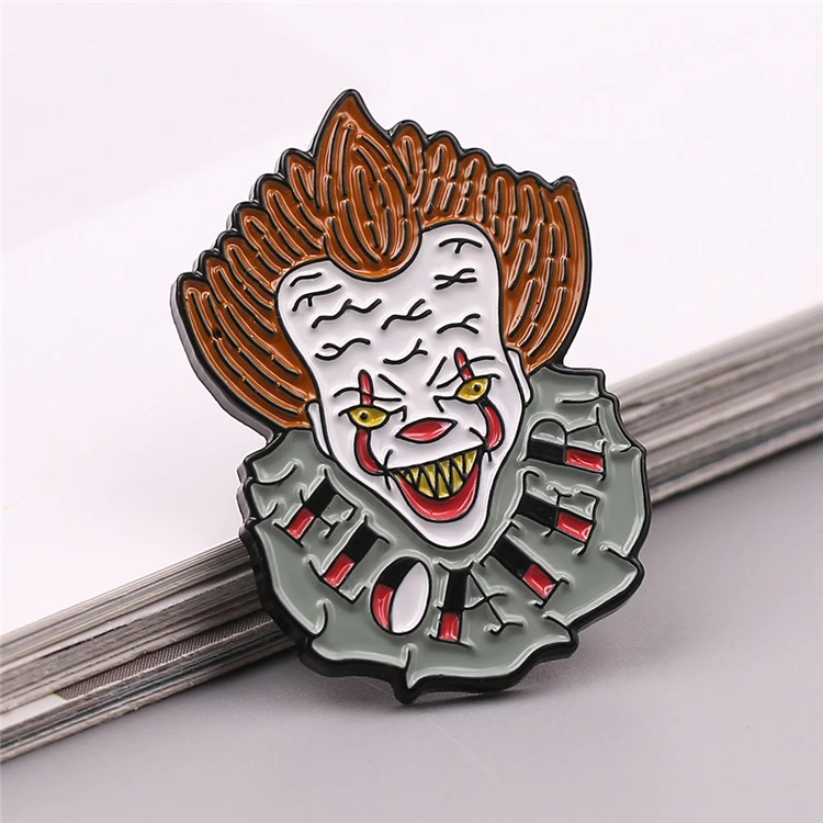 

Stephen King's It Clown Enamel Pins Returning Soul Horror Movie Badges Brooches Hats Bags Lapel Pins Halloween Jewelry Gifts