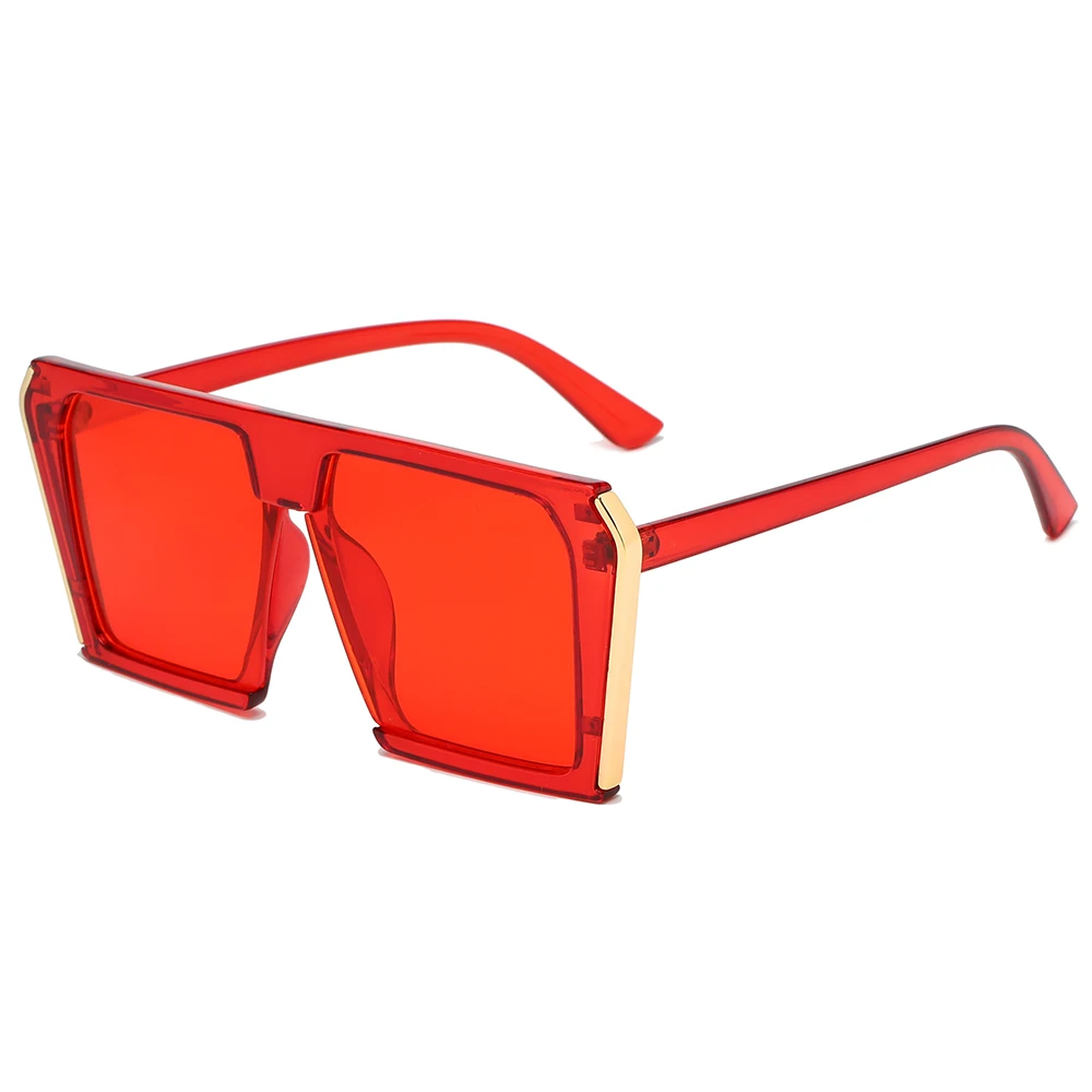 

S030 Sun Glasses Women Plastic UV 400 Custom Logo 2021 New Arrivals Big Oversize Shades Mirror Flat Top Square Sunglass, 8 colors for choose