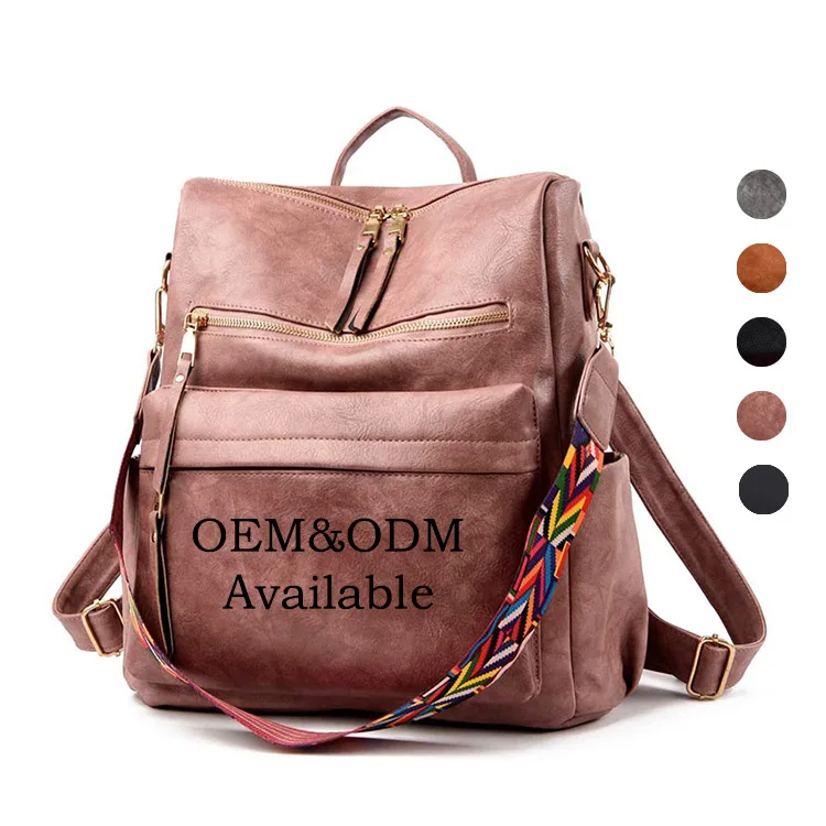 

AZB539 Large Capacity 3 Way To Use Girls Backpack Bag Women Laptop Backpack Pu Leather Travel Backpack For Women