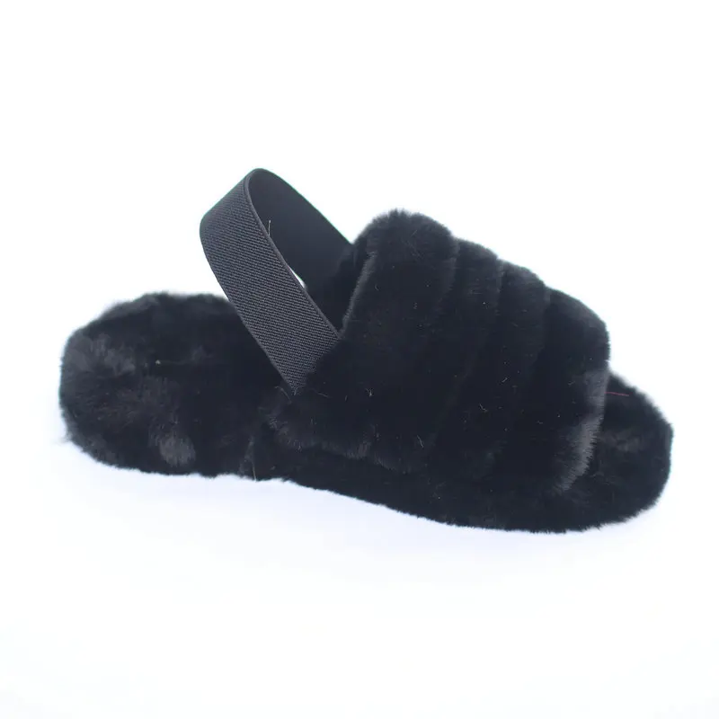 

Factory Direct Sale Fashion Warm Woman Fluffy Slipper Furry Open Toe Sandals Real Sheepskin Fur Slides Slippers for ladies, As picture