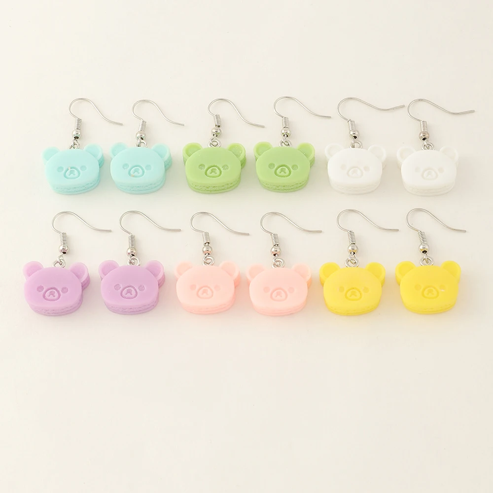 

6pair/set Wholesale Fashion Colourful Cartoon Gummy Bear Earrings Jewelry For Girls