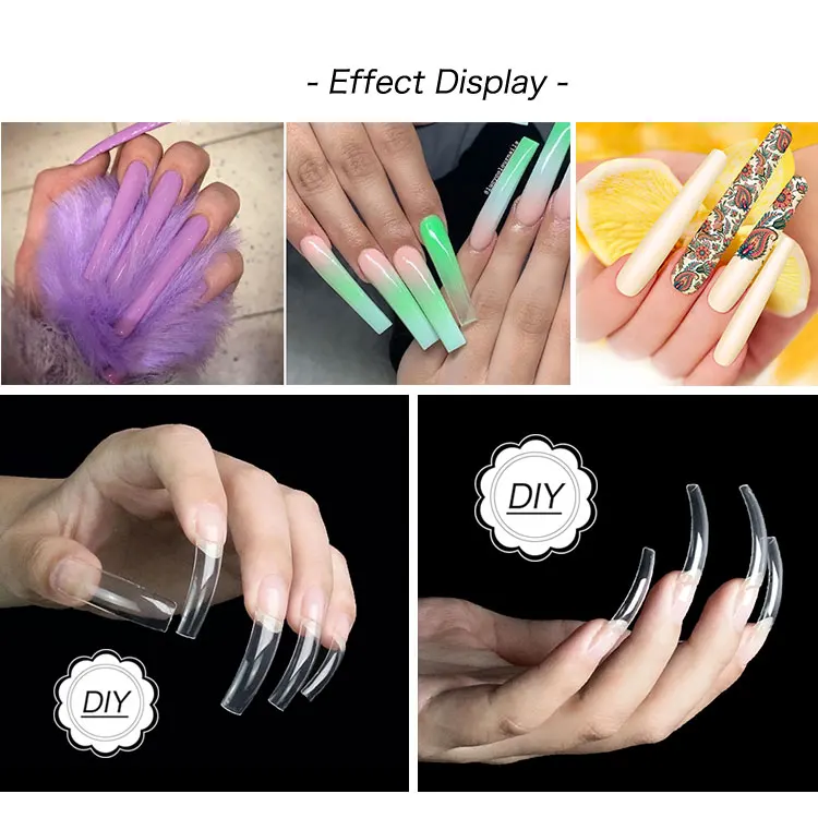 thumbnail image 2 of 500Pcs Laromni False Nail Tips – C Curve Half Cover, Extra Long, French Style – DIY Acrylic 2 of 3